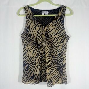 90s Vintage Silk Zebra Print Ruffled Blouse